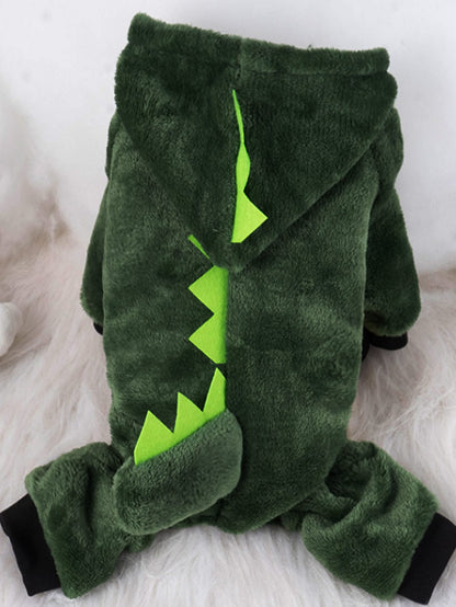 Cartoon Dinosaur Design Fuzzy Pet Hoodie