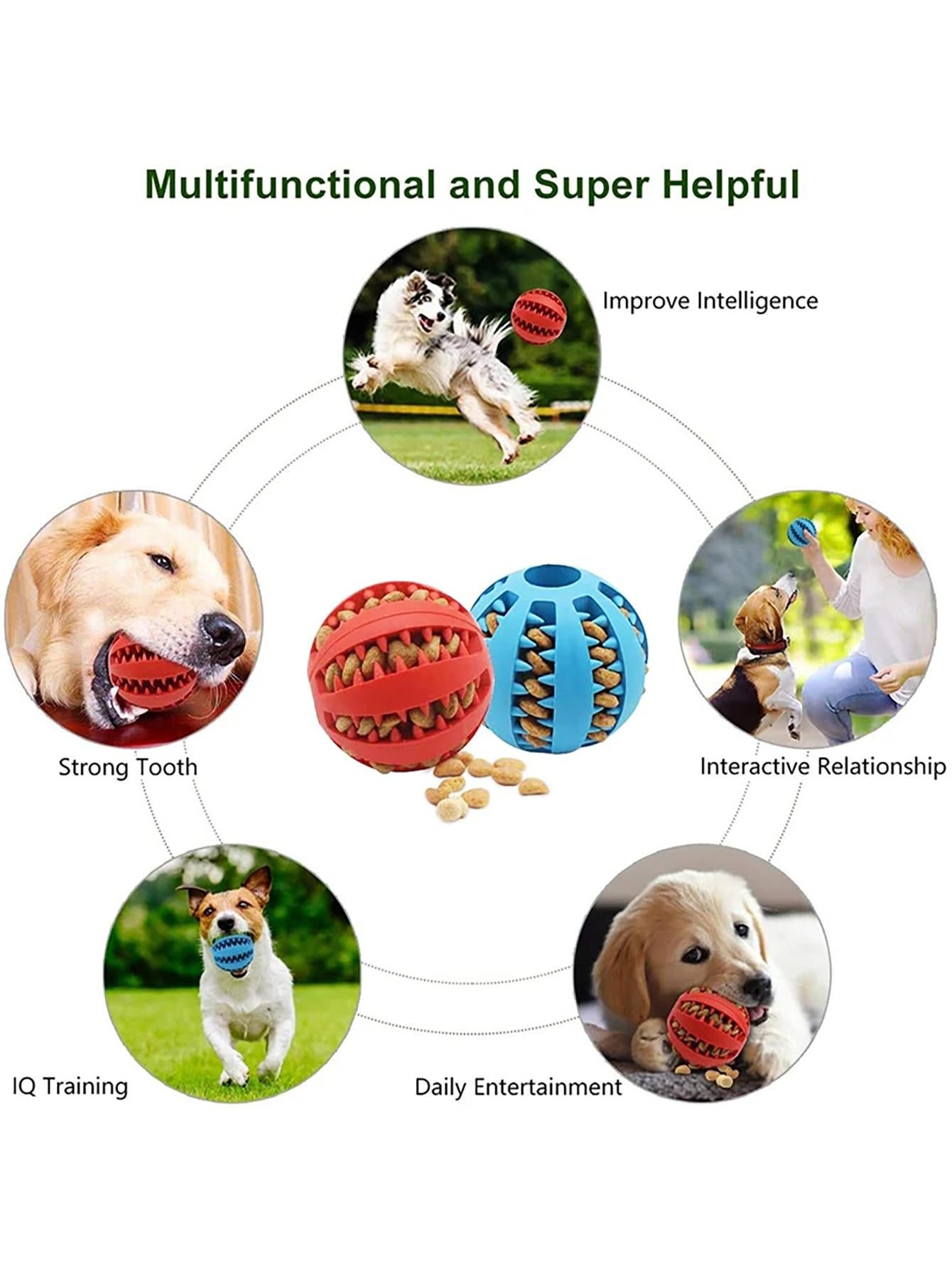 Random Color Dog Ball Toys for Dogs Interactive Elasticity Puppy Chew Toy Tooth Cleaning Rubber Food Ball Toy Pet Stuff Accessories