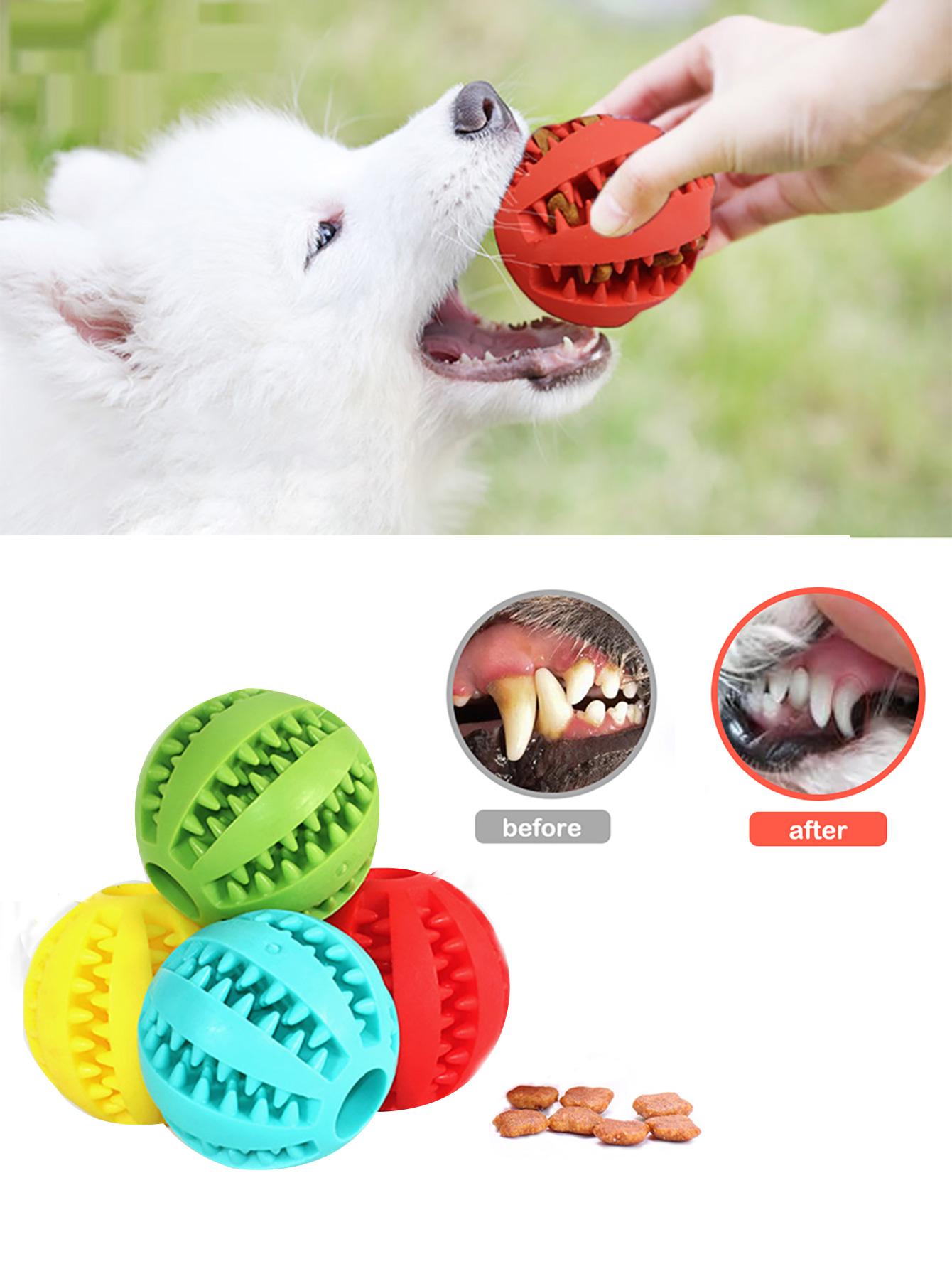 Random Color Dog Ball Toys for Dogs Interactive Elasticity Puppy Chew Toy Tooth Cleaning Rubber Food Ball Toy Pet Stuff Accessories