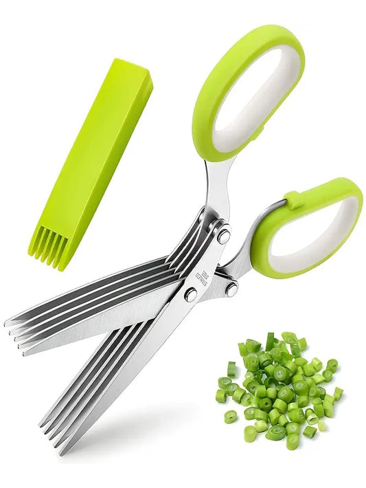 Multi-Layered Vegetable Scissors with Protective Cover Made of Stainless Steel