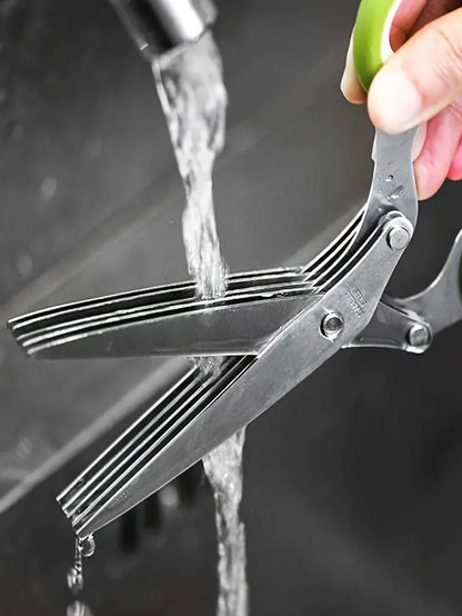 Multi-Layered Vegetable Scissors with Protective Cover Made of Stainless Steel