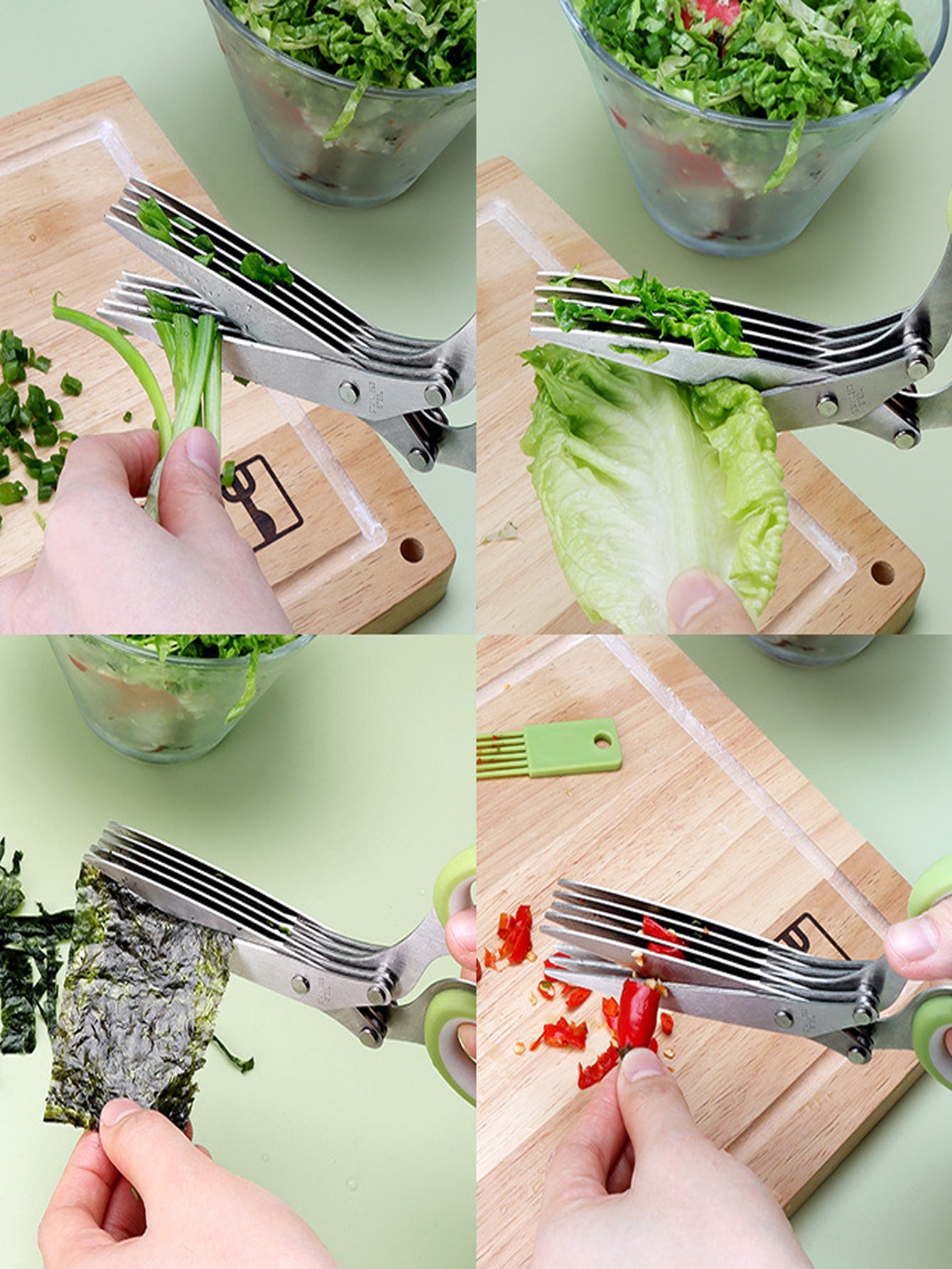 Multi-Layered Vegetable Scissors with Protective Cover Made of Stainless Steel