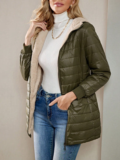 Essnce Teddy Lined Hooded Puffer Coat