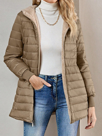 Essnce Teddy Lined Hooded Puffer Coat